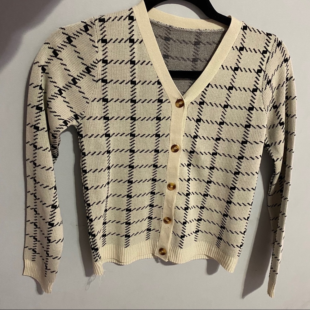Plaid Knit Cardigan